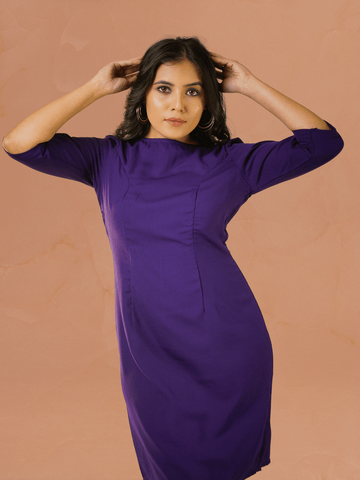 Purple Poly Moss A-Line Dress – Effortless Elegance for Every Shape