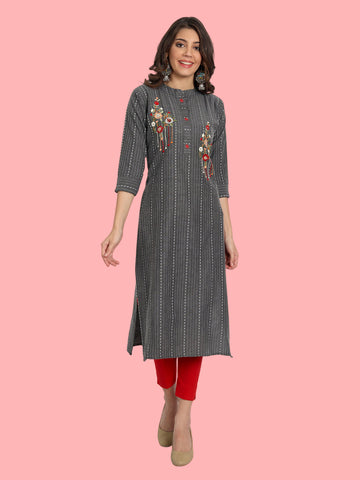 Soft grey cotton kurti for work and casual wear