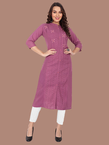 Elegant pink cambric cotton kurti for festive charm
