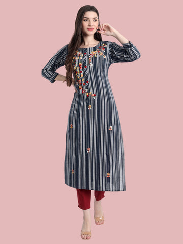 Classic blue khadi kurti for work and casual wear