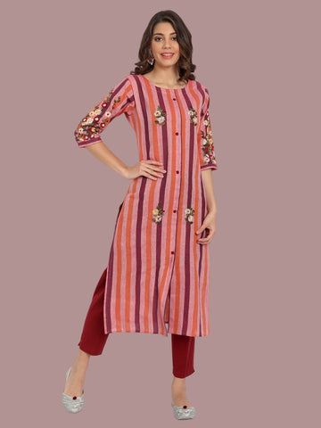 Vibrant orange khadi kurti for ethnic flair