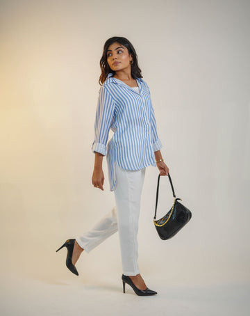 Blue Striped Linen Shirt