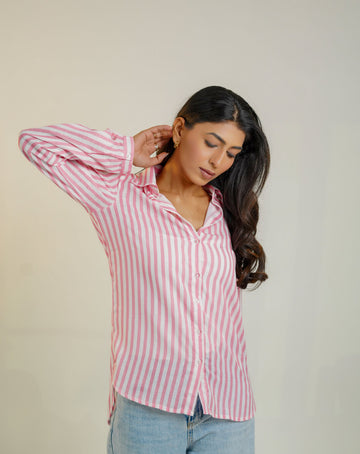 Pink Striped Linen Shirt
