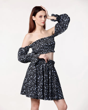 Black Poly Crape Co-ord Set