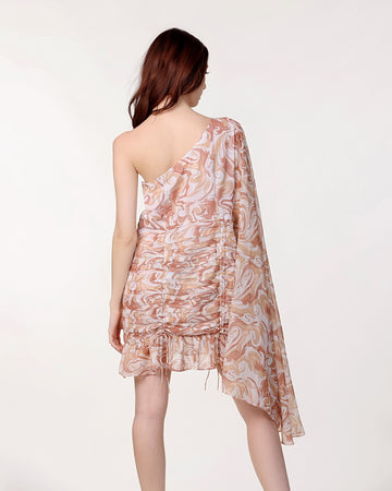 Light Brown Crinkle Chiffon Dress
