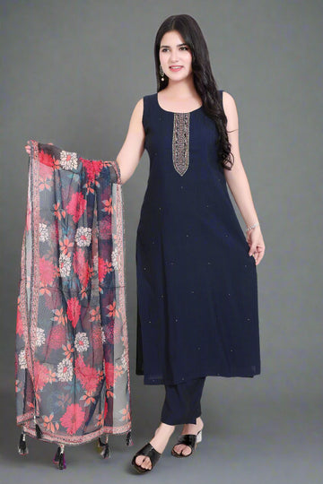 Charming Navy Blue Kurti set