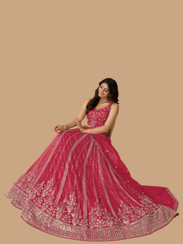 Pink Jimmy Choo lehenga for graceful ethnic wear