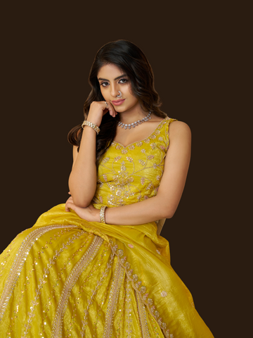 Yellow Jimmy Choo lehenga for vibrant ethnic style