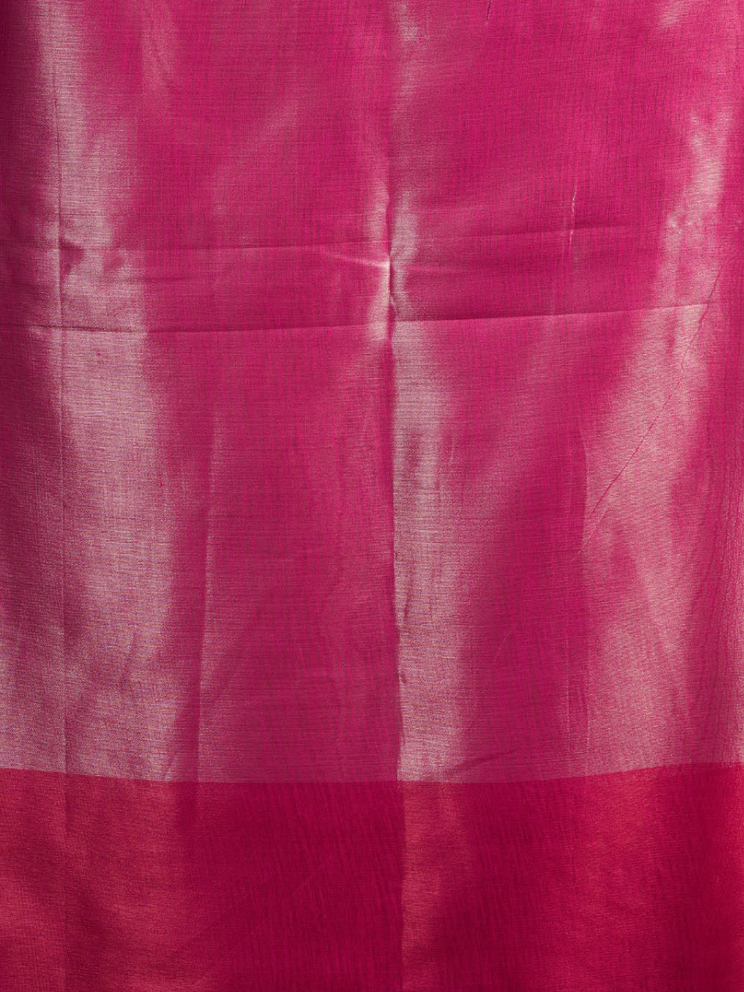 Rani Pink Plain Tissue Silk Saree with Contrast Weave Border