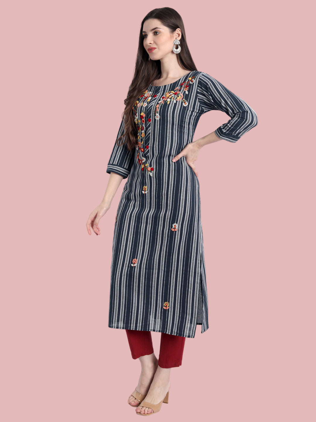 Classic blue khadi kurti for work and casual wear