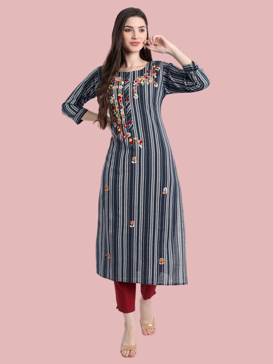 Classic blue khadi kurti for work and casual wear