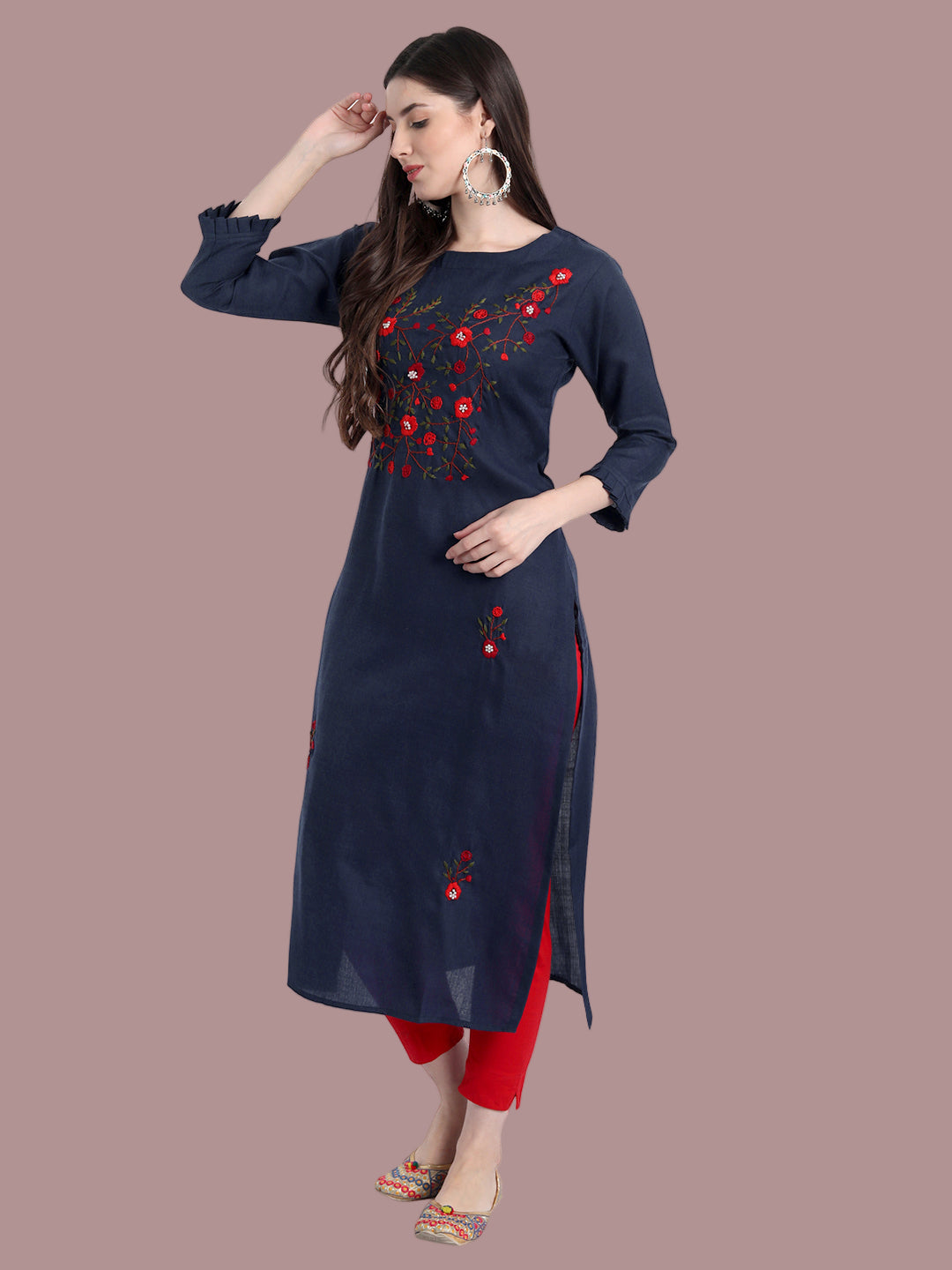 Elegant violet kurti in soft cotton blend for daily comfort
