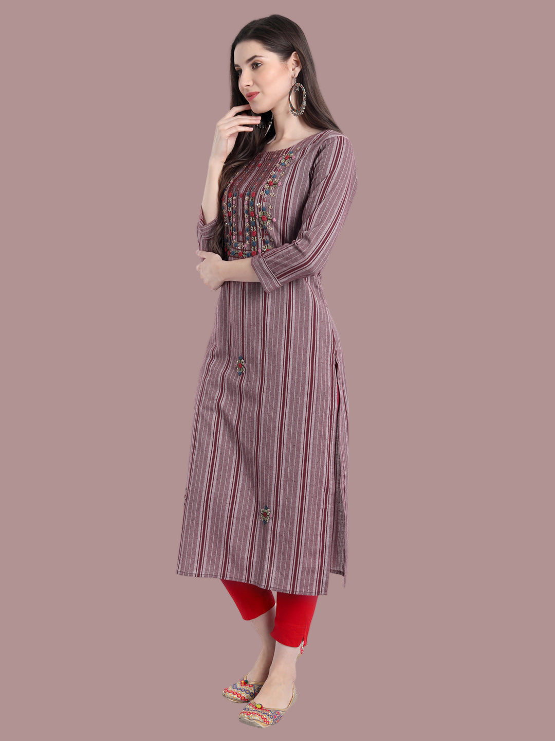 Soft mauve khadi kurti for graceful everyday looks