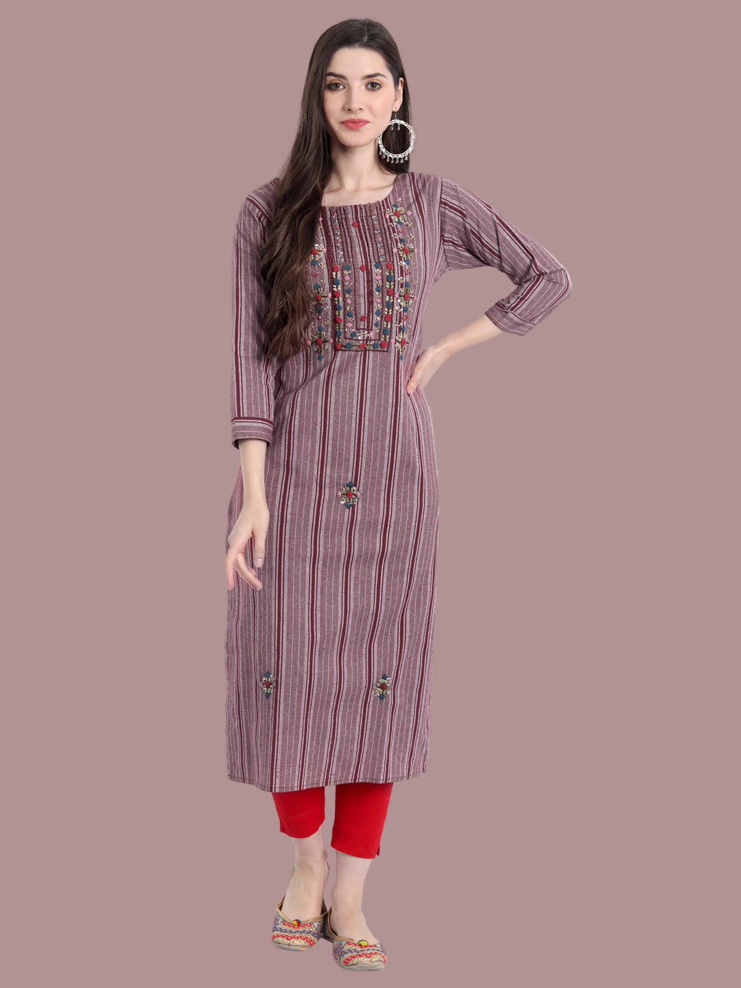 Soft mauve khadi kurti for graceful everyday looks