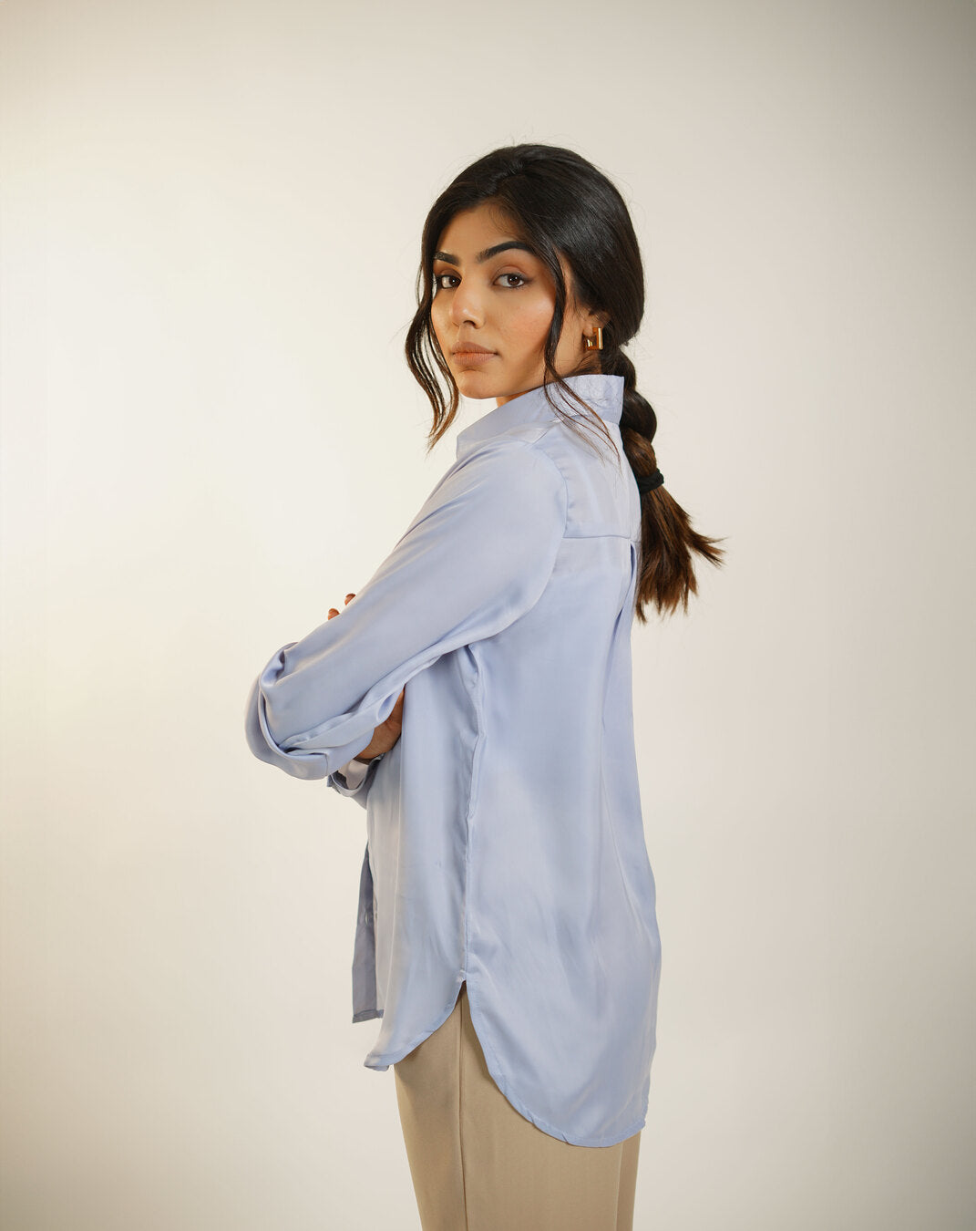 Light Blue Satin Shirt