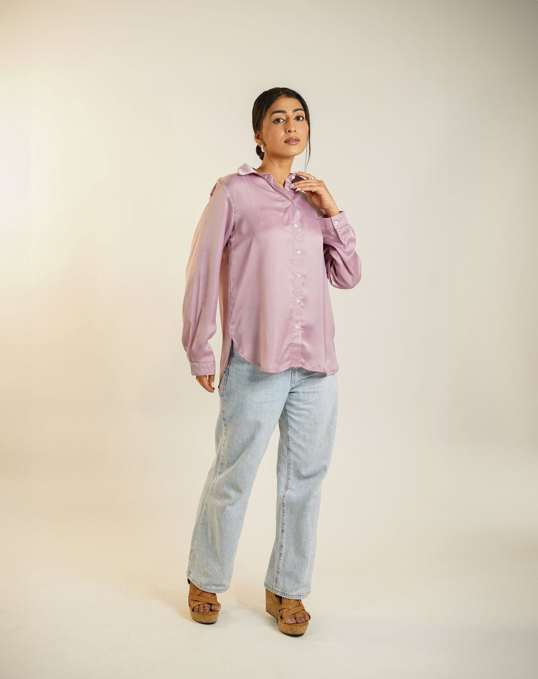 Onion Pink Satin Shirt