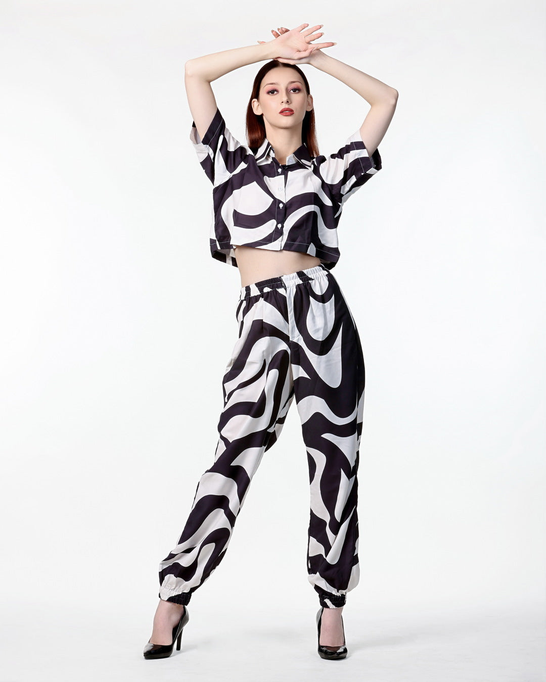 Black Poly Rayon Co-ord Set