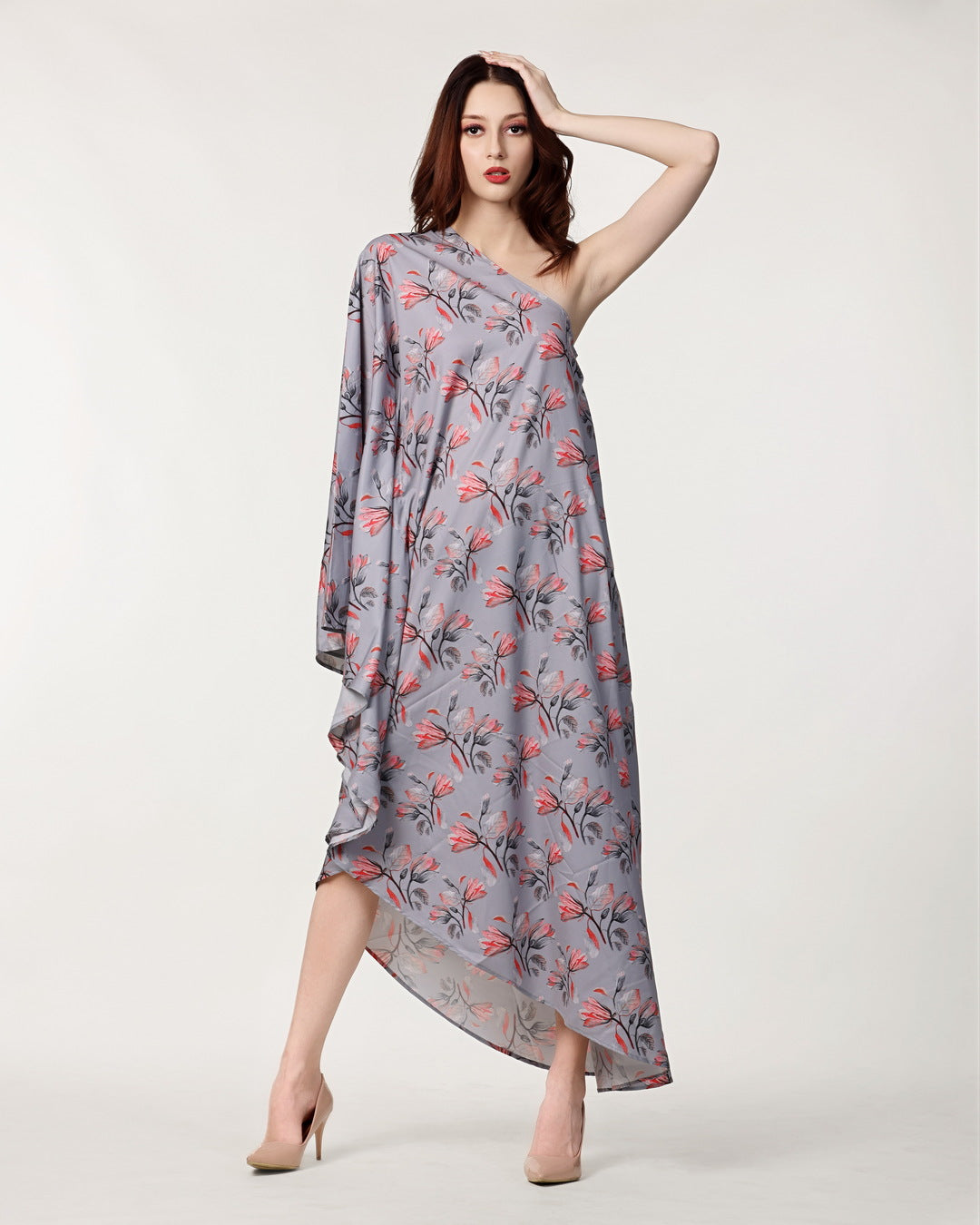 Steel Grey Poly Crape Dress
