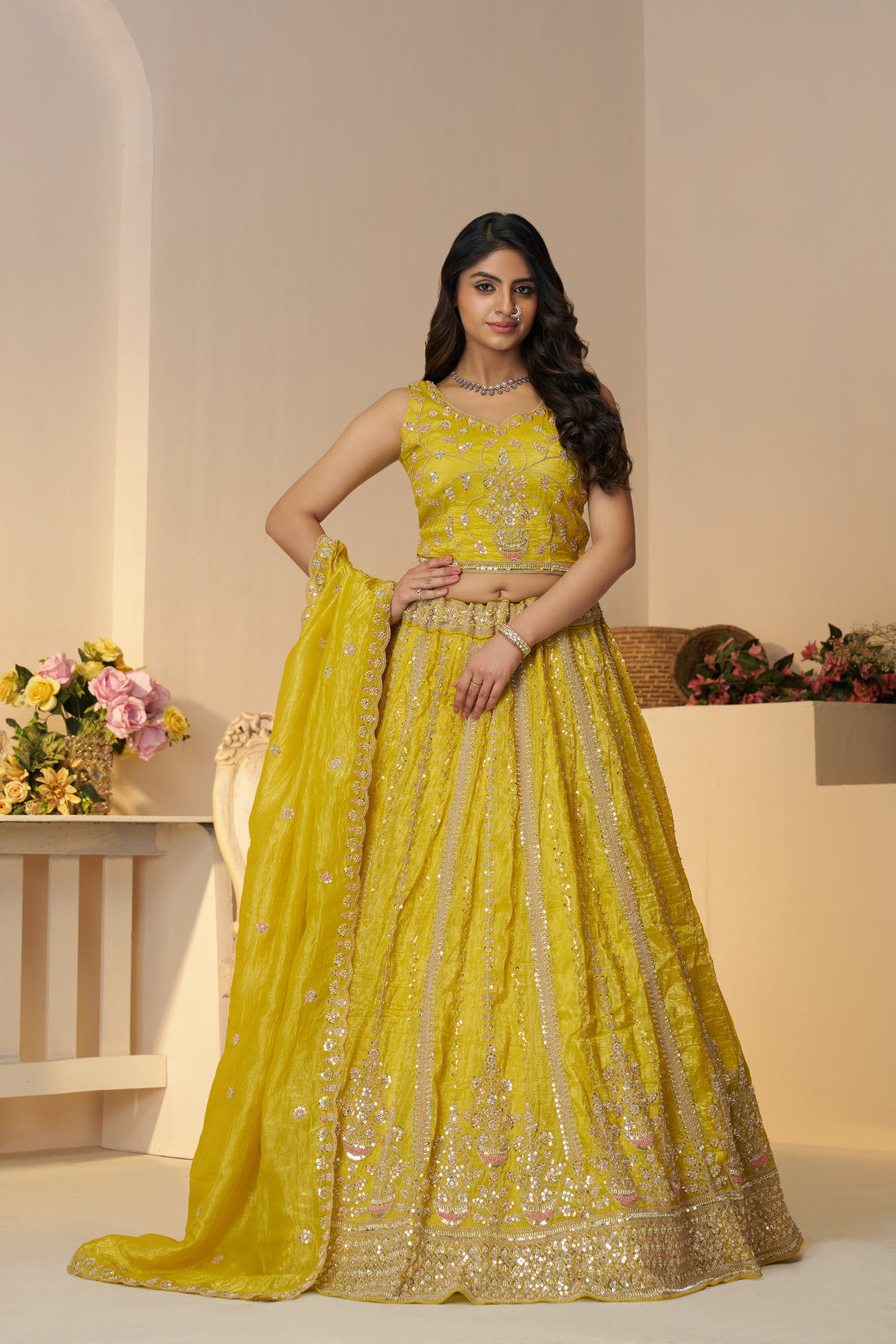 Yellow Jimmy Choo lehenga for vibrant ethnic style