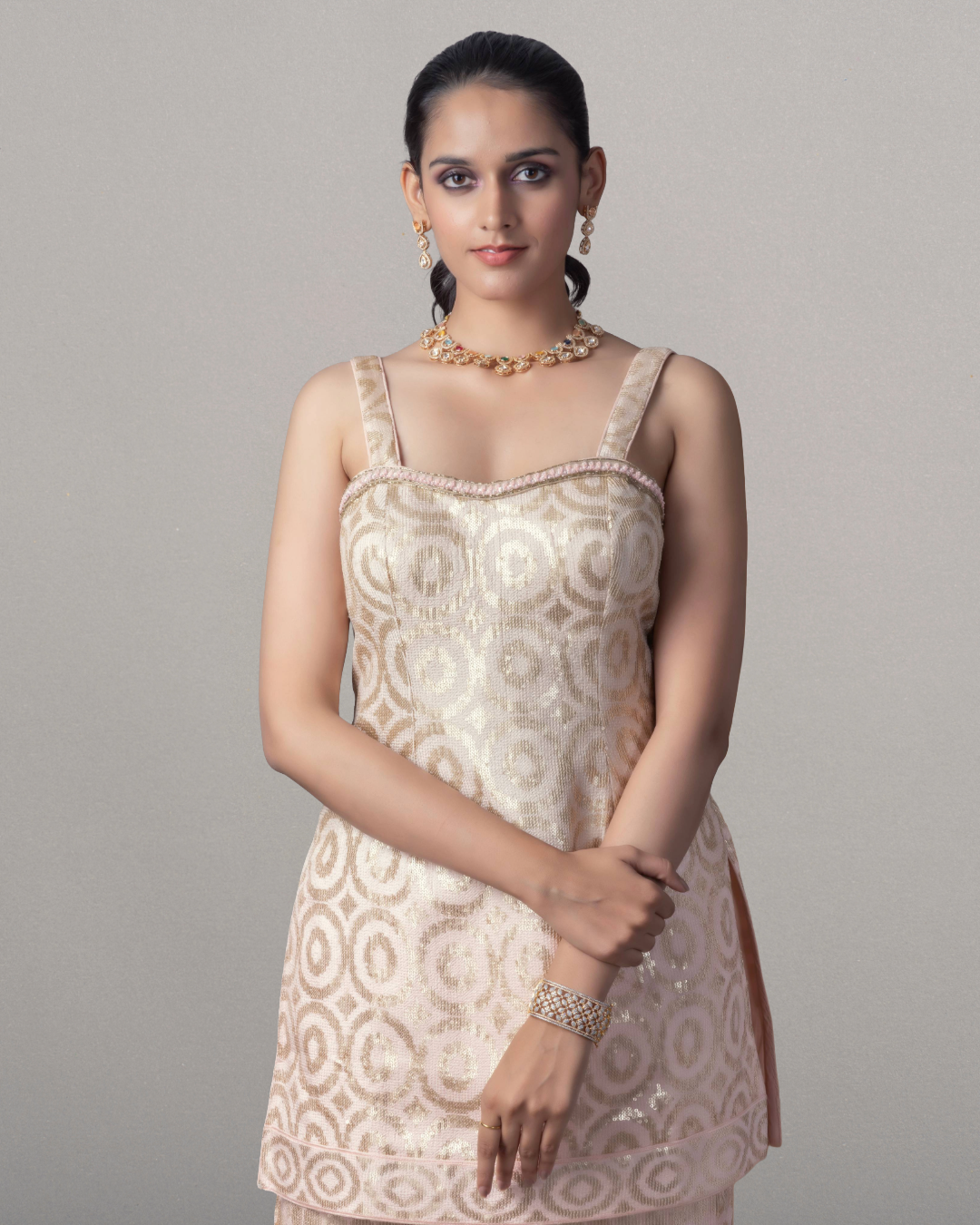 Pink Silk Palazzo Top Set with Dupatta