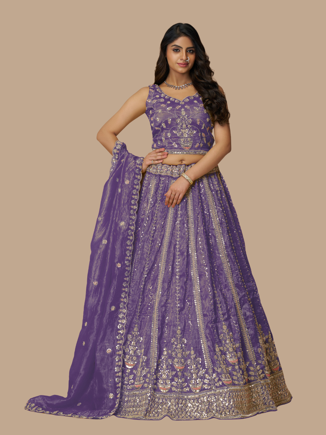 Purple Jimmy Choo lehenga for bold festive fashion