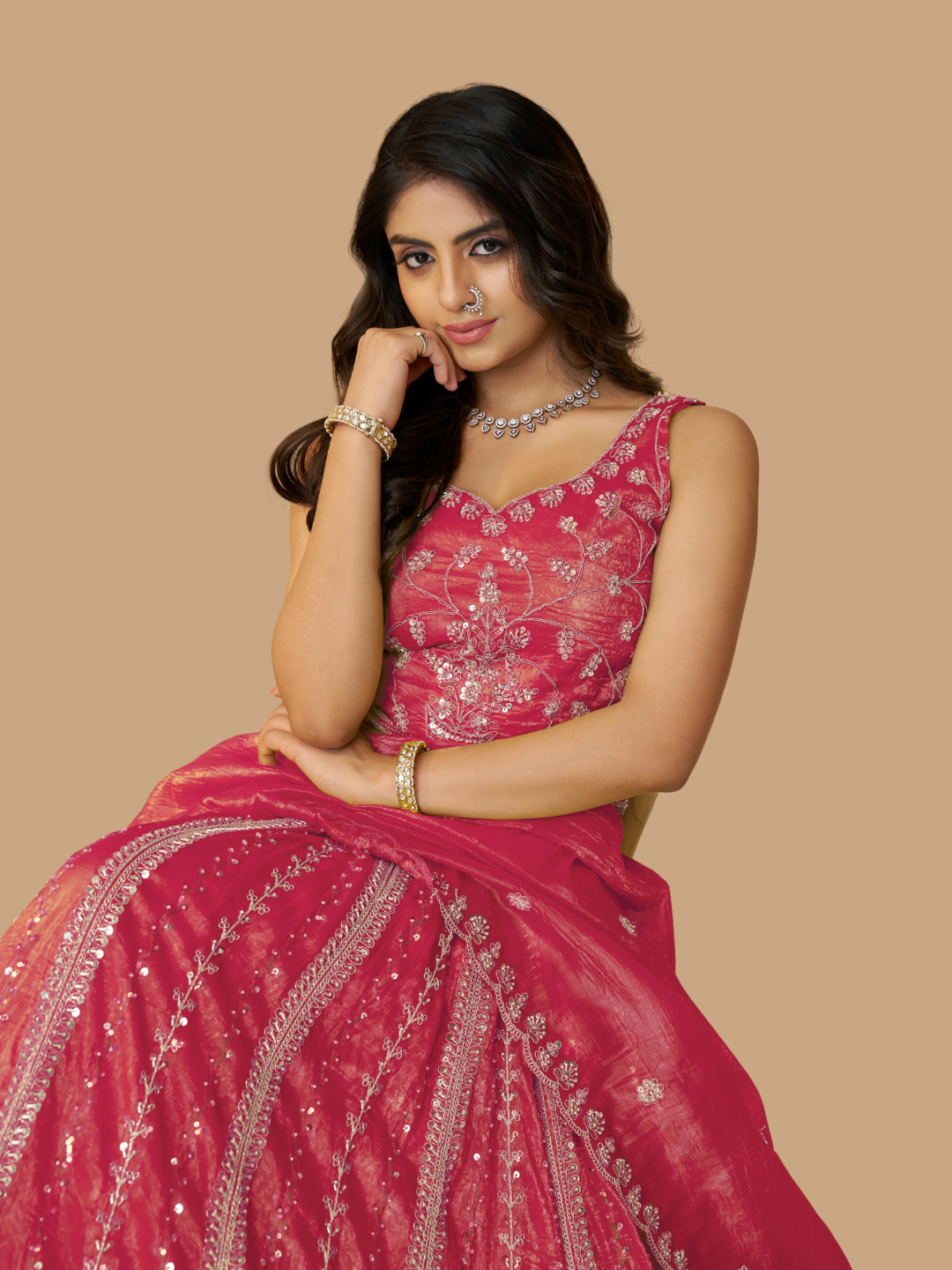 Pink Jimmy Choo lehenga for graceful ethnic wear