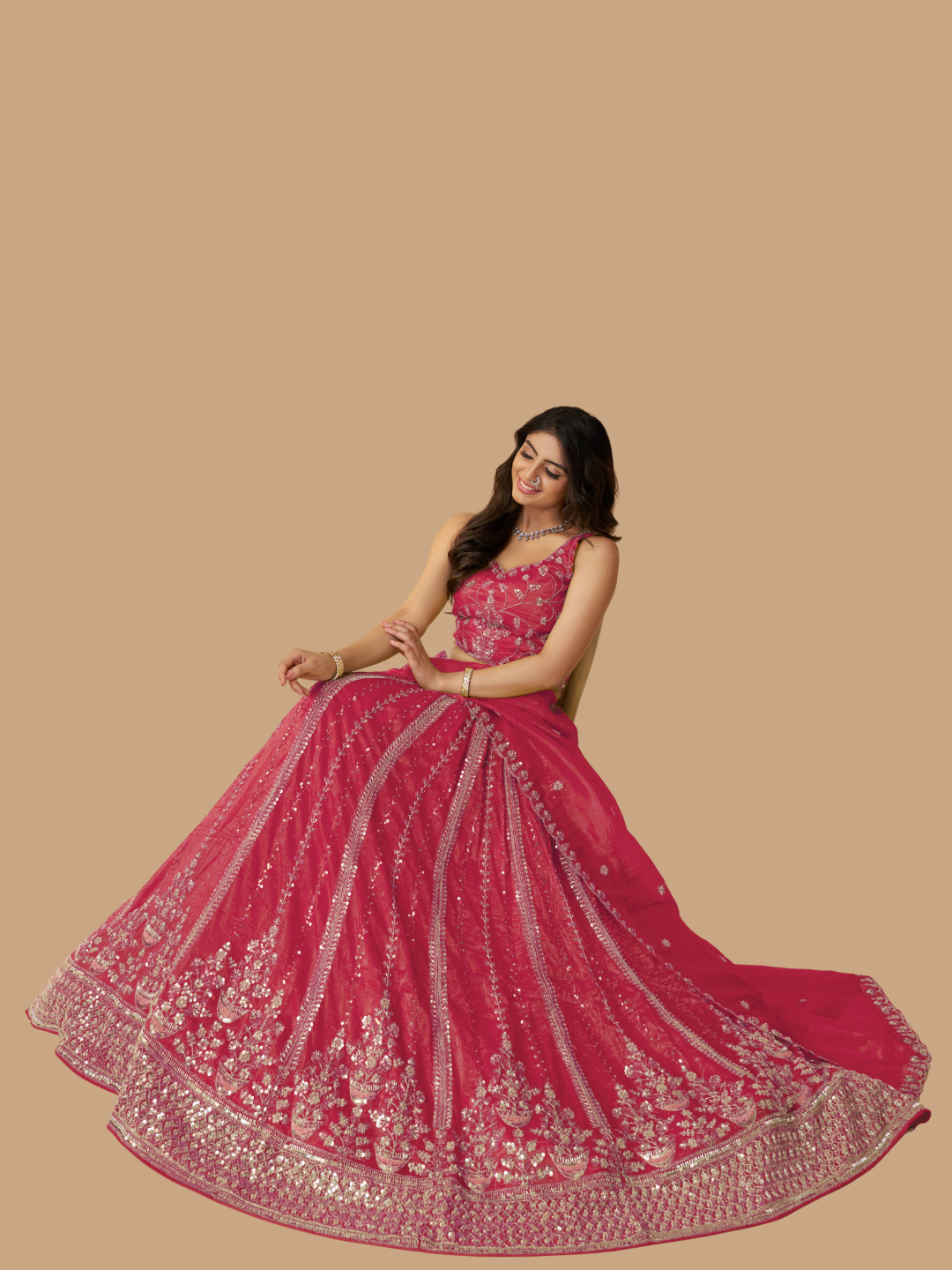 Pink Jimmy Choo lehenga for graceful ethnic wear