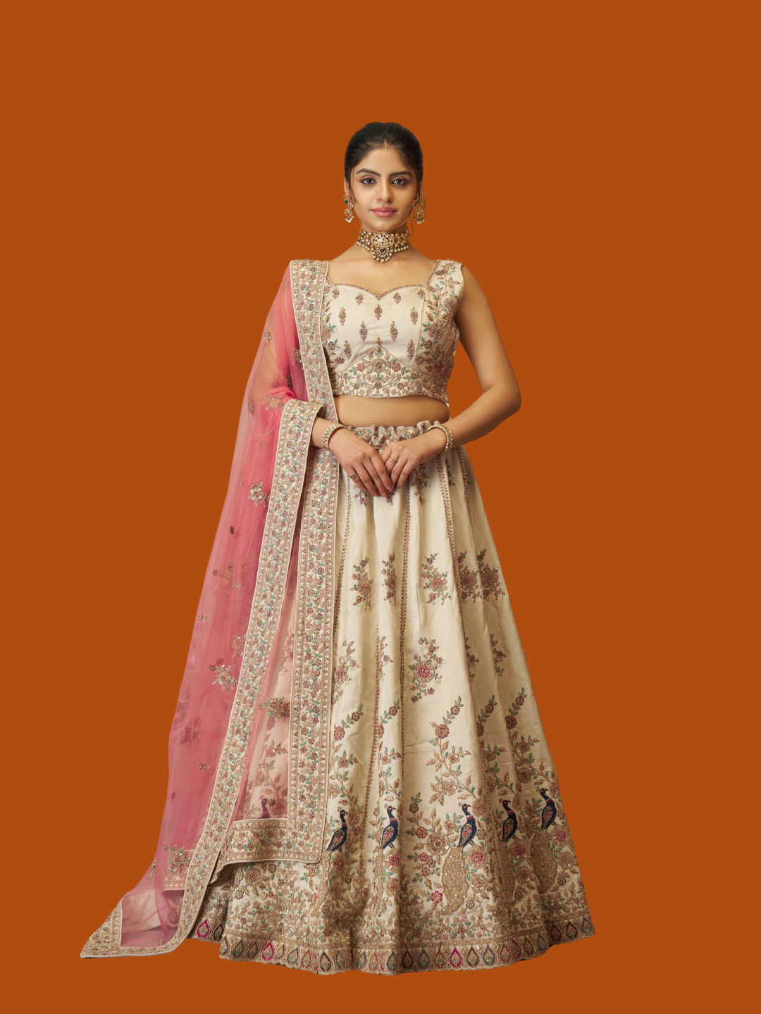 Elegant white Zari silk lehenga for bridal and festive wear