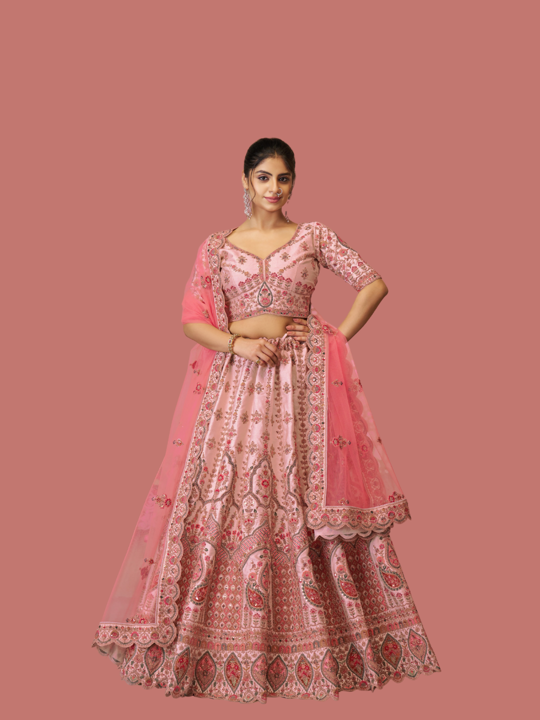 Charming pink silk lehenga for festive and bridal looks